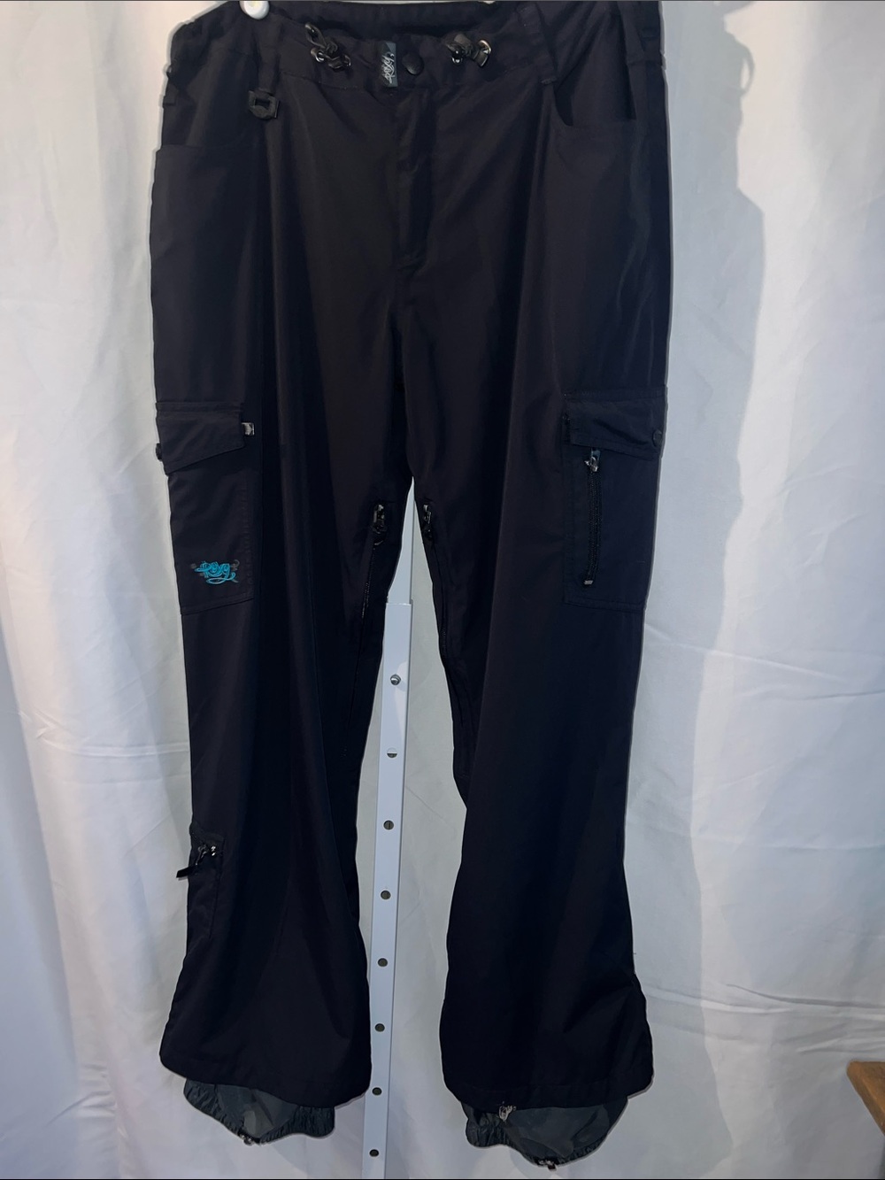 Roxy Black Cargo Ski Pants with Teal Logo Accent
